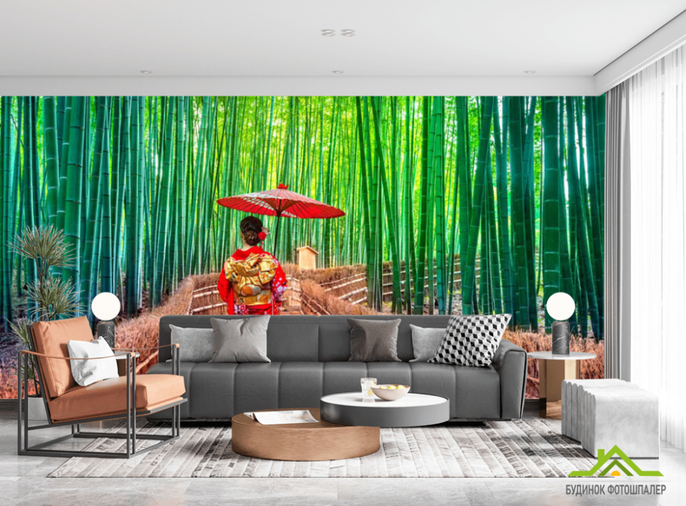 выбрать Фотошпалери бамбук, жінка в червоному Каталог фотошпалер на стіну