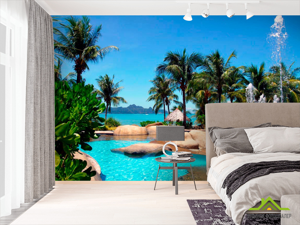 Фотошпалери Морська затока, пальми