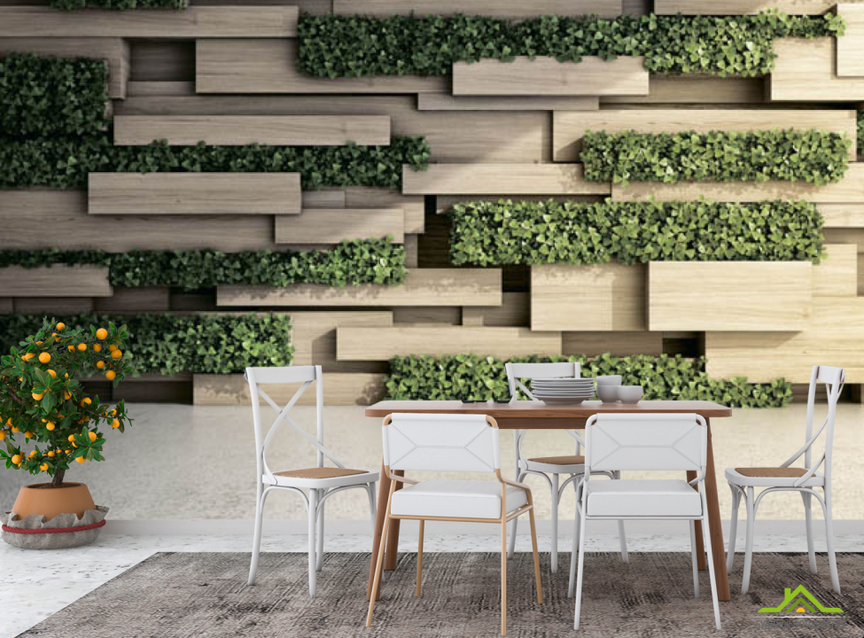 выбрать Фотошпалери 3Д стіна з зеленню Каталог фотошпалер на стіну