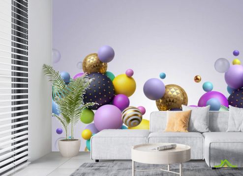 выбрать Фотообои Разноцветные 3д шары Фотообои в гостиную на стену