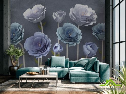 выбрать Фотообои Синие красивые цветы Фотообои Фотообои Цветы: горизонталная, горизонтальная на стену