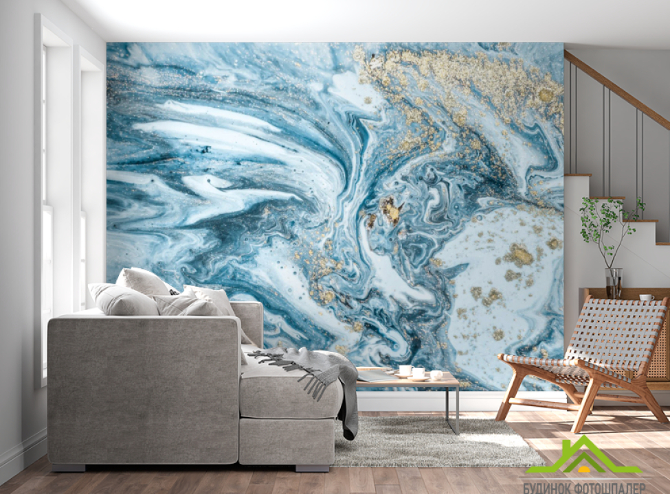 выбрать Фотошпалери Синій флюїд Фотошпалери Fluid art на стіну
