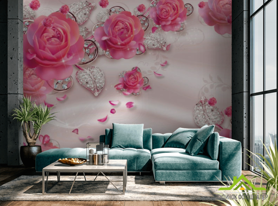 выбрать Фотообои 3d розовые цветы Каталог фотообоев на стену