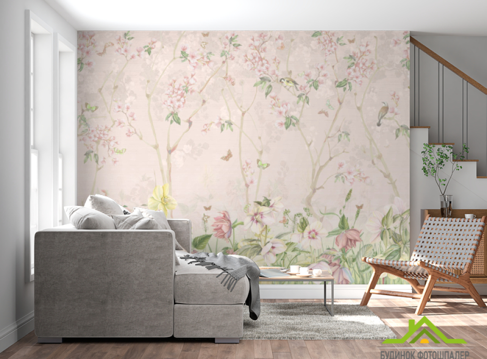 выбрать Фотообои Розовые цветы в саду Каталог фотообоев на стену