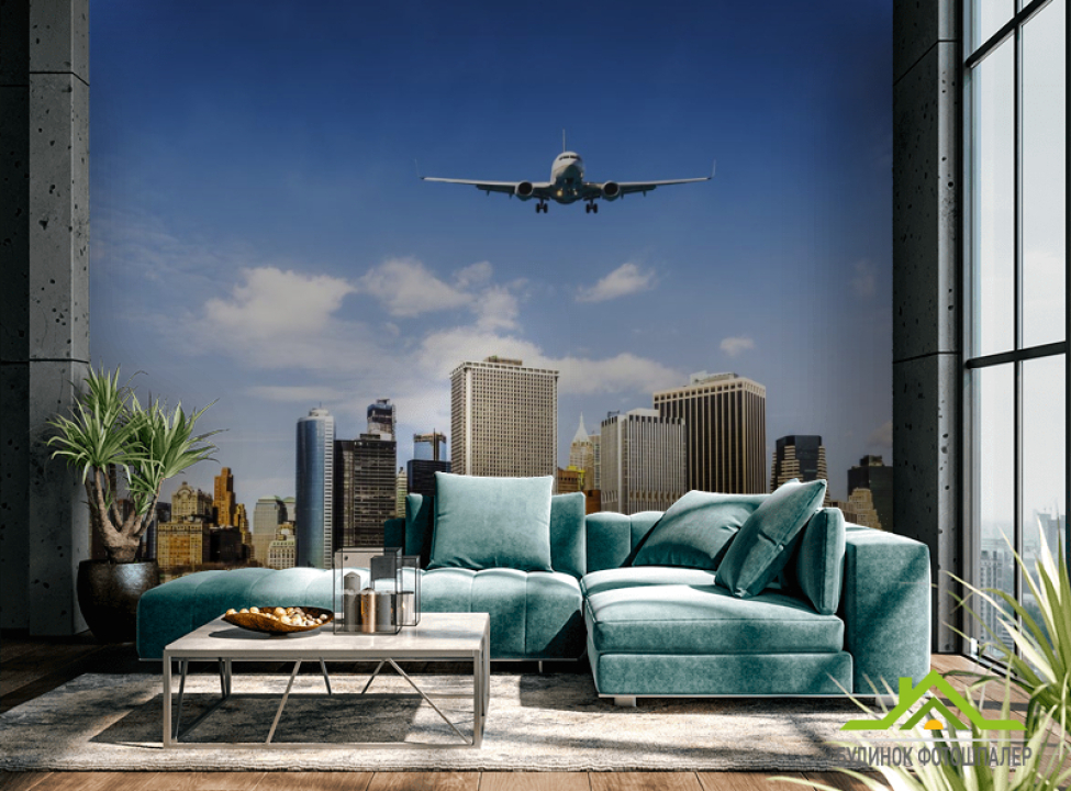 выбрать Фотошпалери літаків над містом Каталог фотошпалер на стіну