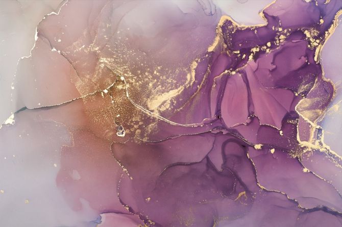 Фотообои фиолетовый флюид золото