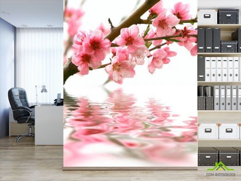 выбрать Фотообои Розовые цветки и вода Фотообои Фотообои Цветы: вертикальная на стену