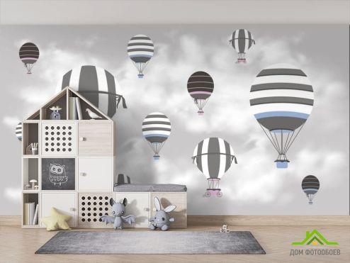 выбрать Фотообои Воздушные шары на сером фоне Фотообои Фотообои Little kids: горизонталная, горизонтальная ориентация на стену