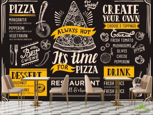 выбрать Фотообои Для пиццерии Фотообои для кафе: горизонталная, горизонтальная ориентация на стену