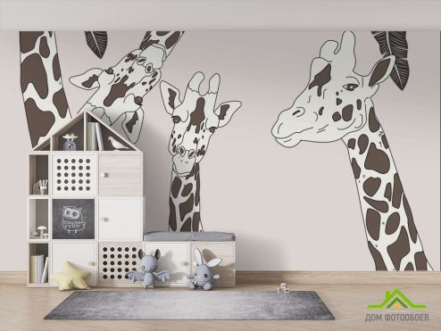 выбрать Фотообои детская жирафы  на стену