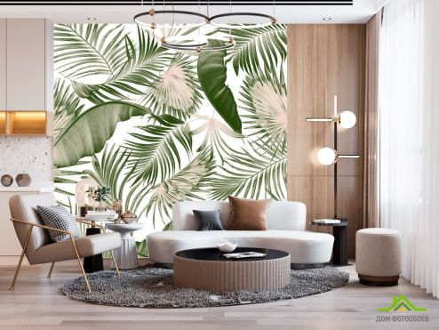 выбрать Фотообои Пальмовые листья и банан Фотообои тропические листья на стену