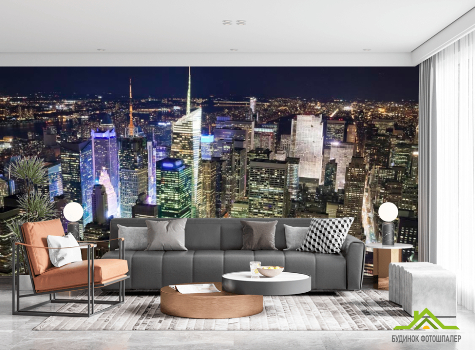 выбрать Фотообои Ночные верхушки домов Фотообои Современный город на стену