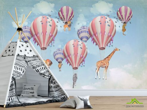 выбрать Фотообои Воздушные шары с животными Фотообои Little kids на стену