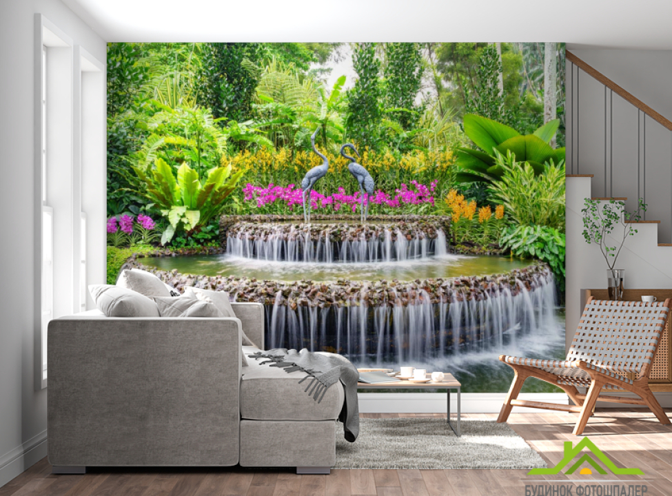 выбрать Фотообои фонтан с цаплями Каталог фотообоев на стену