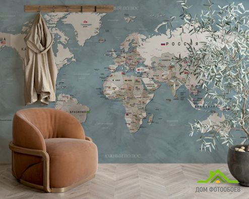 выбрать Фотошпалери Карта російською Фотошпалери карта Світу на стіну