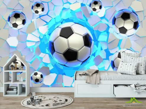 выбрать Фотообои 3d футбольные мячи  на стену