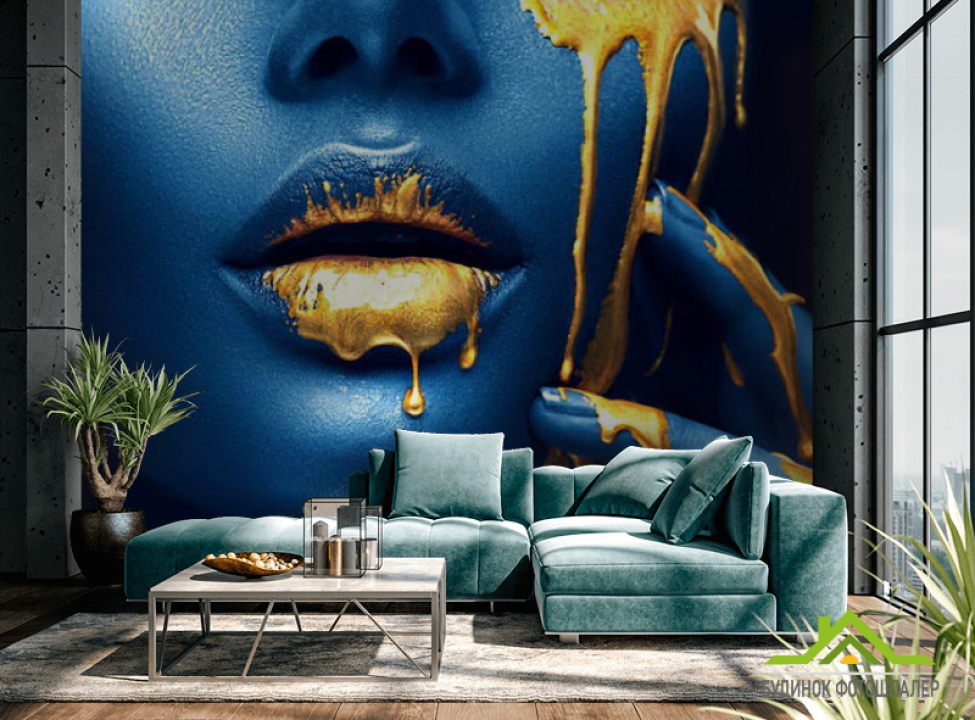 выбрать Фотообои Арт губы и золото Каталог фотообоев на стену