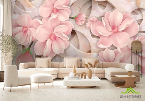 выбрать Фотообои 3д цветы розовые Фотообои 3Д на стену