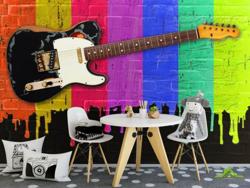 выбрать Фотошпалери Гітара на тлі фарб Дитячі фотообої на стіну