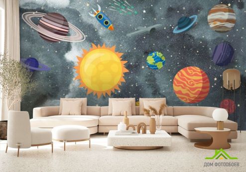 выбрать Фотообои Ракеты и космические планеты Фотообои, цвет: «горизонталная, горизонтальная» на стену