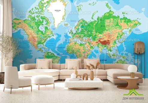 выбрать Фотообои Карта Фотообои Фотообои карта Мира: горизонталная, горизонтальная, картинка ориентация на стену
