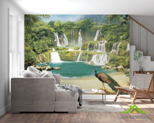 выбрать Фотообои Водопад с павлинами Фотообои Восточный стиль на стену