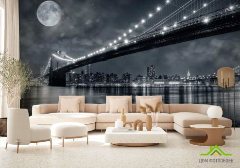 выбрать Фотообои Мост и луна, New York Фотообои Город на стену