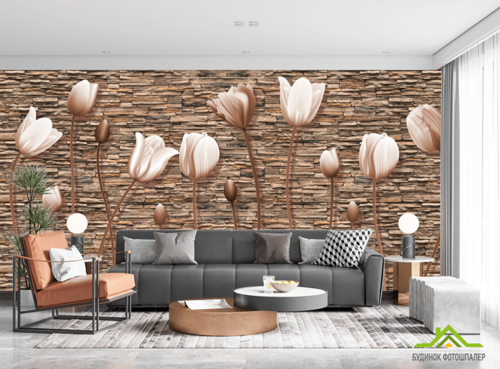 выбрать Фотообои Тюльпаны на каменном фоне Каталог фотообоев на стену