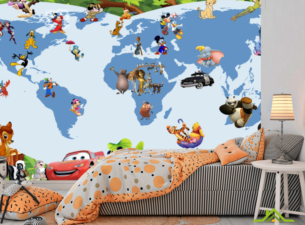 выбрать Фотообои Карта с диснеевскими героями Каталог фотообоев на стену