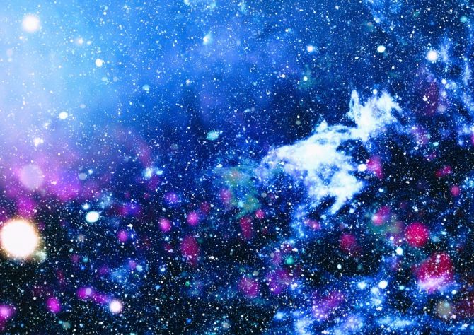 Фотошпалери блакитно-синій космос