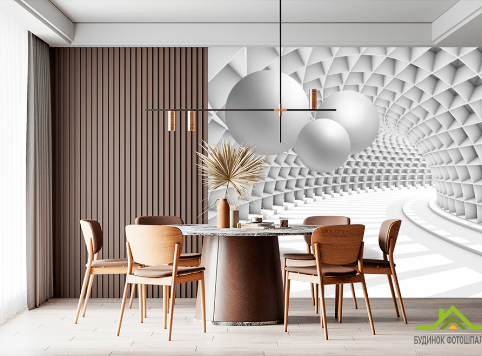 выбрать 3д фотообои Тоннель с шарами Каталог фотообоев на стену