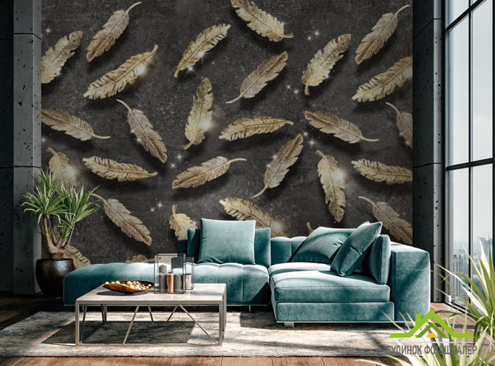 выбрать Фотошпалери золоті пір'я Каталог фотошпалер на стіну