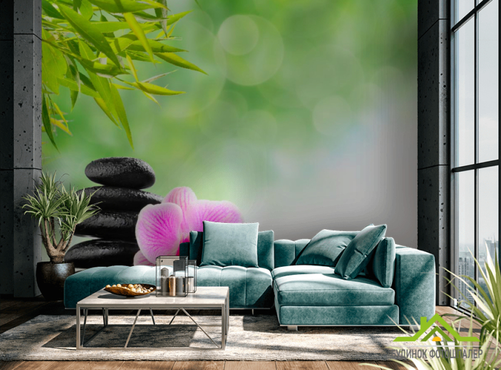 выбрать Фотообои Орхидея, зелень, камни Каталог фотообоев на стену