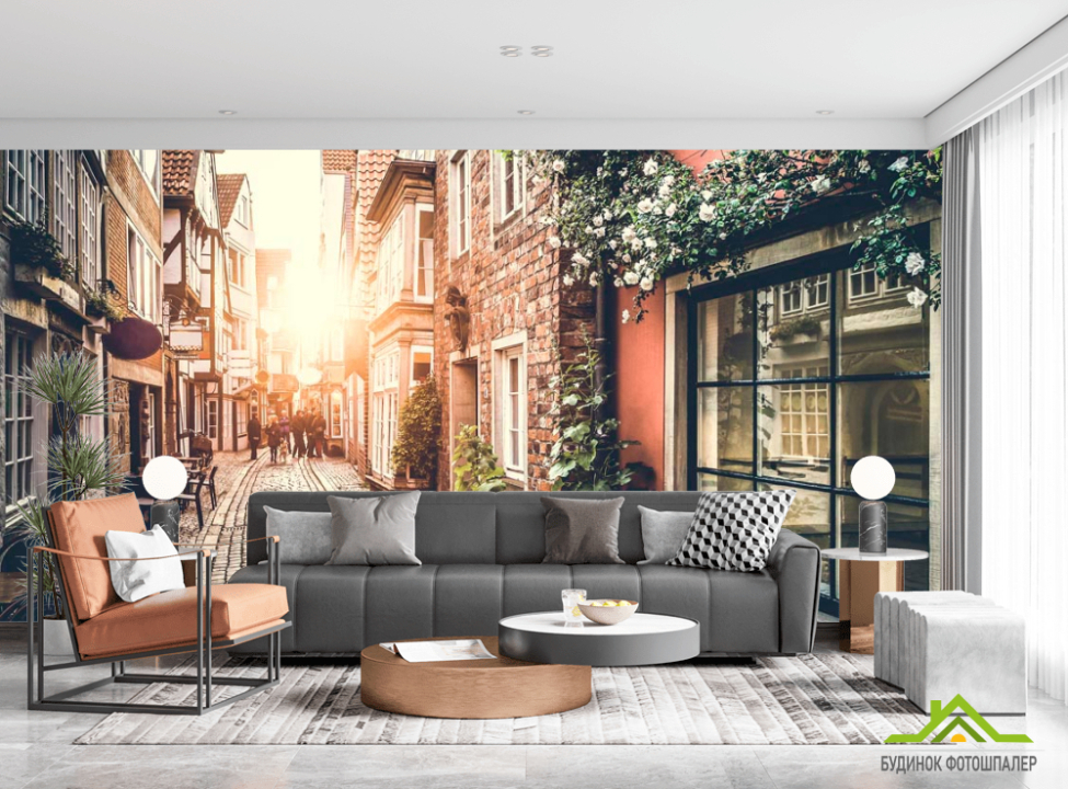 выбрать Фотообои Кафе на уютной улочке Каталог фотообоев на стену