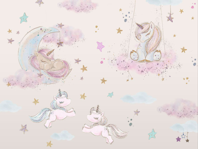 Фотообои Единорожки розовые для девочки