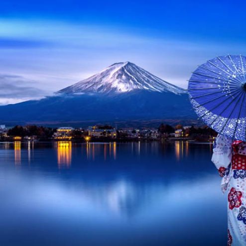 выбрать Фотошпалери гора в Японії Сині фотошпалери на стіну