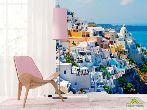 выбрать Фотообои о. Санторини, Греция Фотообои, цвет: «разноцветный» на стену