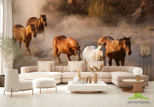 выбрать Фотообои Табун лошадей Фотообои Фотообои Животные: горизонталная, горизонтальная ориентация на стену