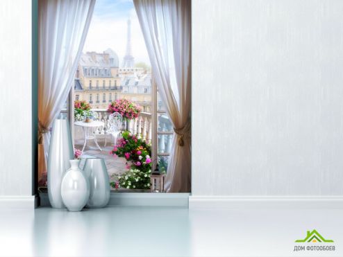 выбрать Фотошпалери Вид з балкона на Париж Фотошпалери, колір: «» на стіну