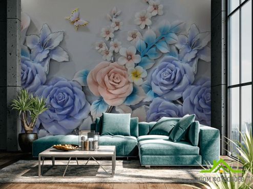 выбрать Фотошпалери Фіолетові квіти з кераміки Фотошпалери, колір: «» на стіну