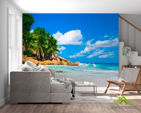 выбрать Фотообои Пляж, пальмы, солнце Фотообои Фотообои Море: фото, горизонталная, горизонтальная  на стену