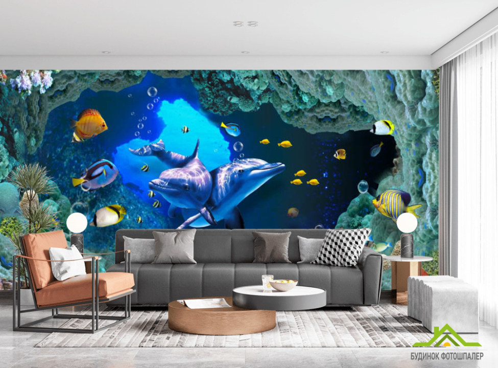 выбрать Фотошпалери дельфіни і корали Каталог фотошпалер на стіну