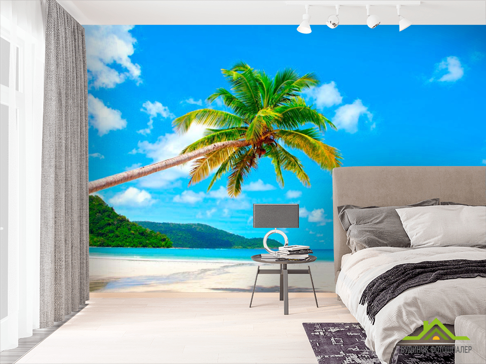 Фотошпалери Схилилася пальма біля моря