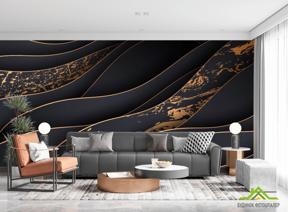 выбрать Фотошпалери золоті абстрактні хвилі Каталог фотошпалер на стіну