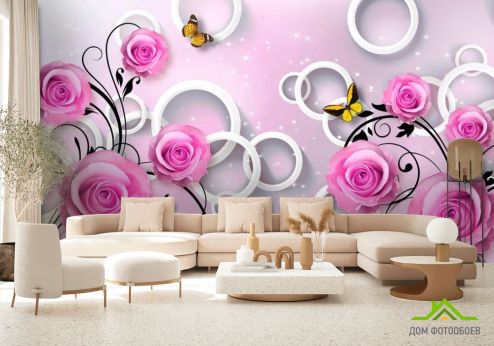выбрать Фотообои Розы сиреневые 3d Фотообои 3D фотообои: горизонталная, горизонтальная ориентация на стену