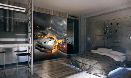 Фотообои в интерьере  - Фотообои Огненный авто