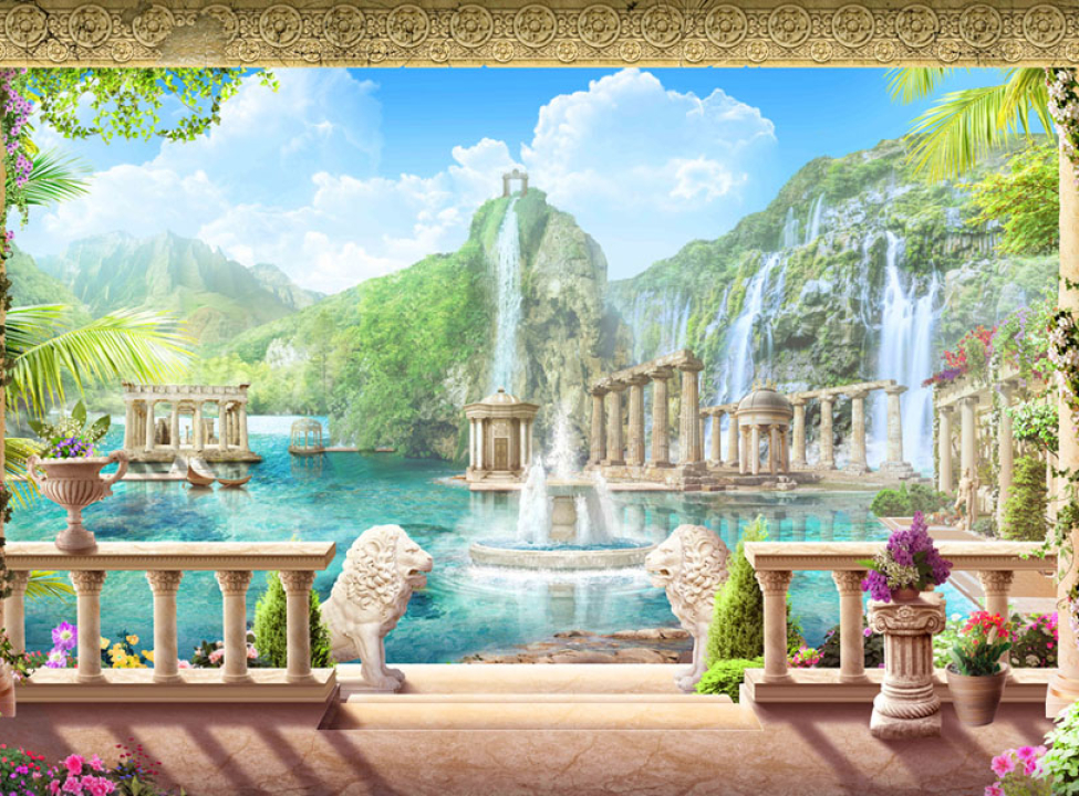выбрать Фотошпалери Фреска з водоспадом Каталог фотошпалер на стіну