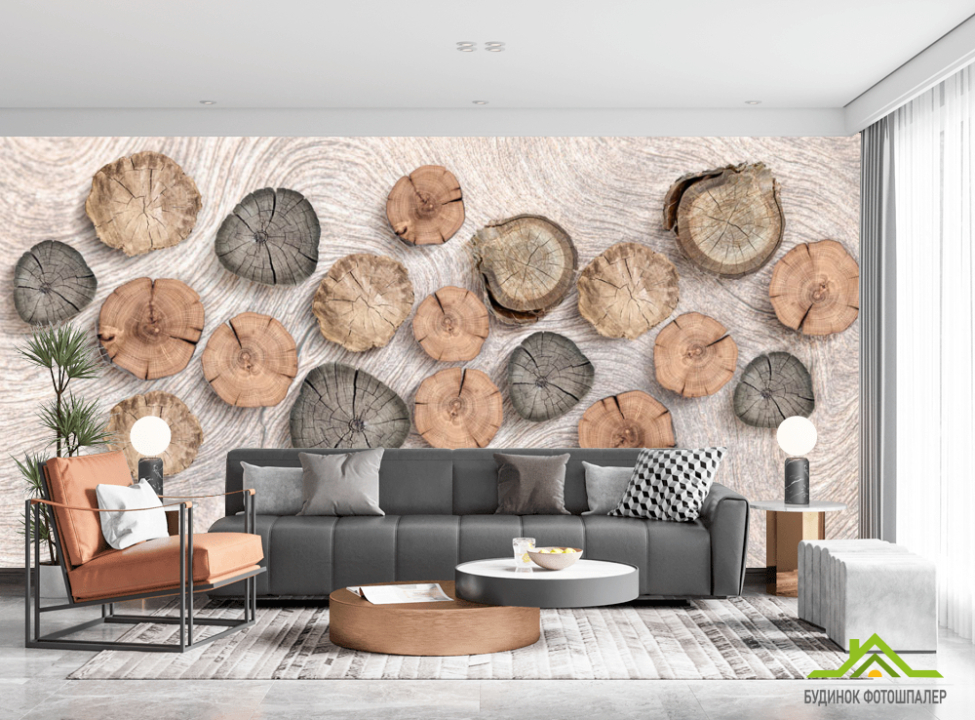 выбрать Фотообои Деревянные срубы на стене Каталог фотообоев на стену