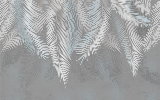 Фотообои серые листья на стену