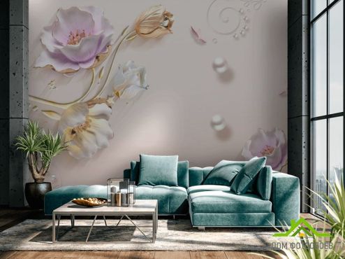 выбрать Фотообои Керамические цветы Фотообои Фотообои 3D барельеф: горизонталная, горизонтальная ориентация на стену
